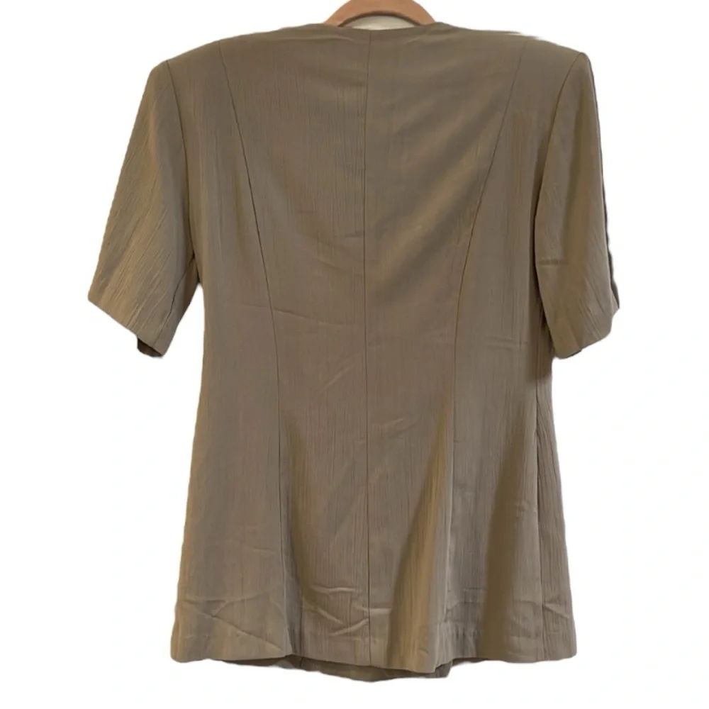 VINTAGE DAWN JOY DOUBLE BREASTED JACKET AND PLEATED SKIRT SET TAN WHITE SIZE 6 - Picture 12 of 17